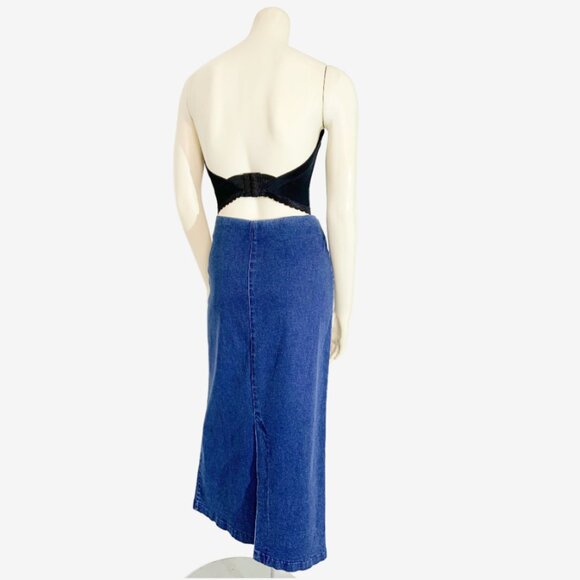 Vintage Y2K Stretch Denim Column Skirt / 32 inch waist / Medium - Large - Picture 6 of 9